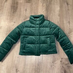 Green puffer jacket